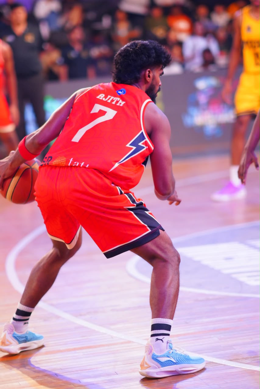 Ajith driving to the basket in a Medchal Mavericks game